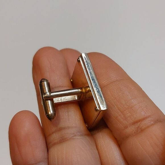 Vintage SWANK Framed Golf Clubs Golf Ball Cufflinks MOP Background Rectangle - Picture 5 of 6